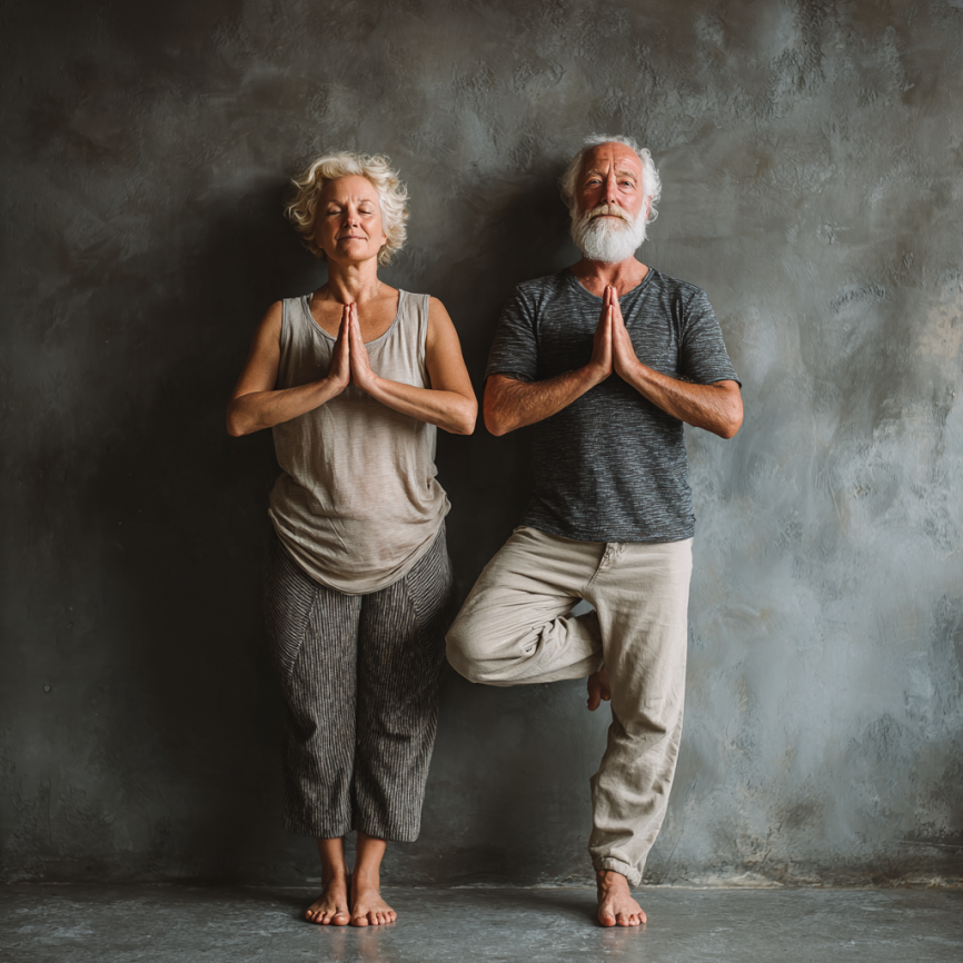 Instructor yoga în timpul unei sesiuni cu seniori